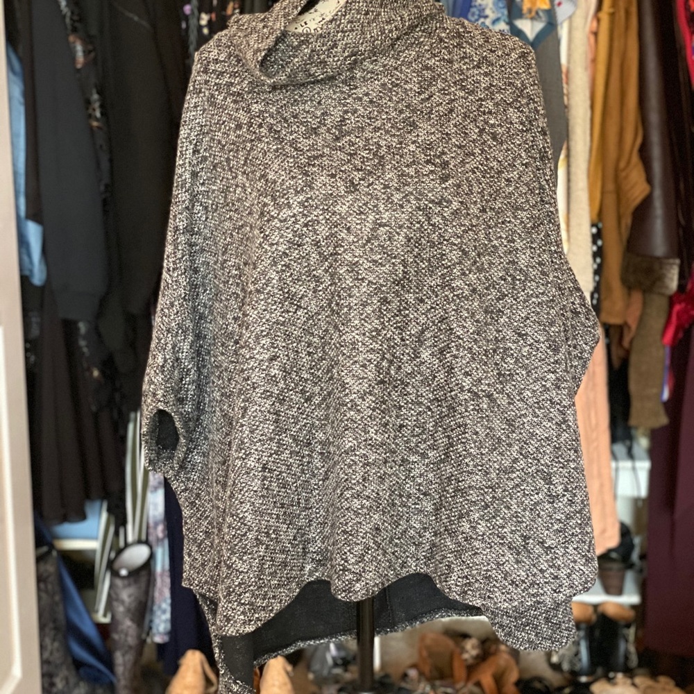 Grey sweater poncho
